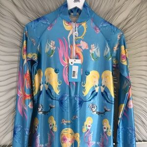 Sliplns Blue Mermaid Print Rash Gaurd